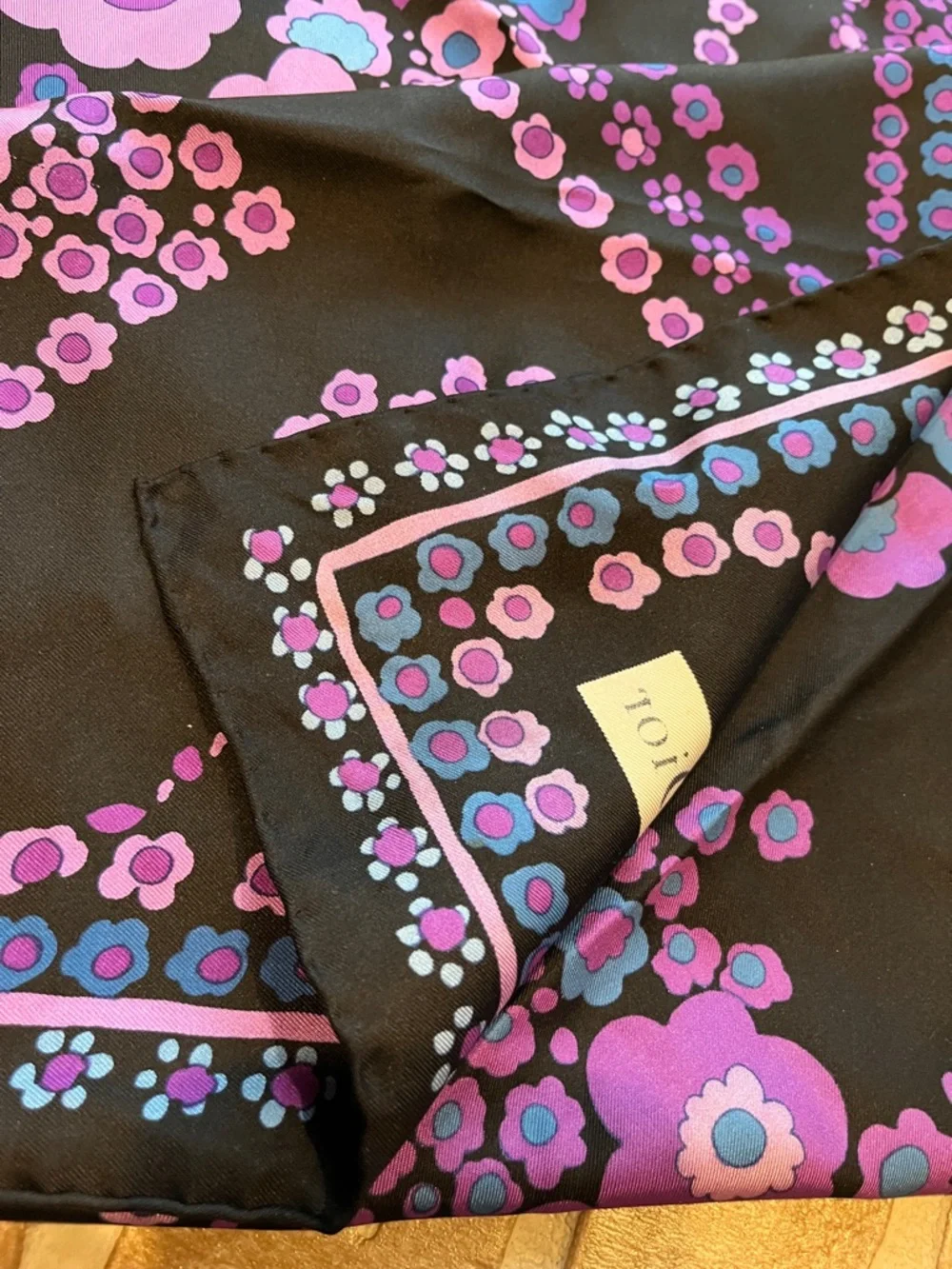 Christian Dior silk scarf Blue Purple vintage